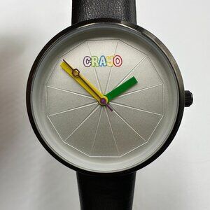 Crayo Metrics Watch Black Unisex 36MM Round Dial Leather Band New Battery